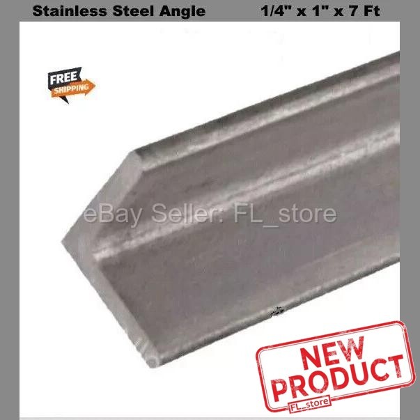 Stainless Steel Angle 1/4″ x 1″ x 1″ x 7 Feet Hot Rolled 304 Mill Finish NEW