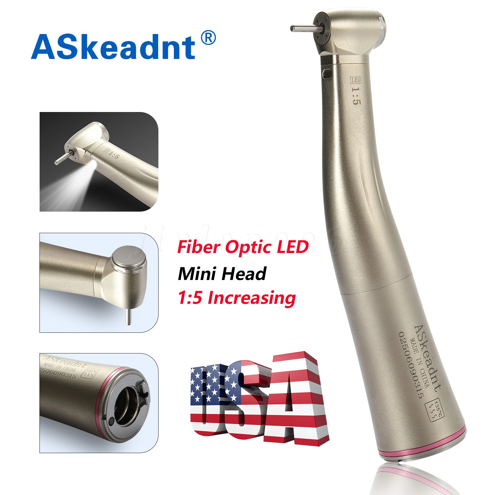 NSK Ti-MAX X95L Type Dental 1:5 (Fiber Optic) Contra Angle Handpiece LED Turbine