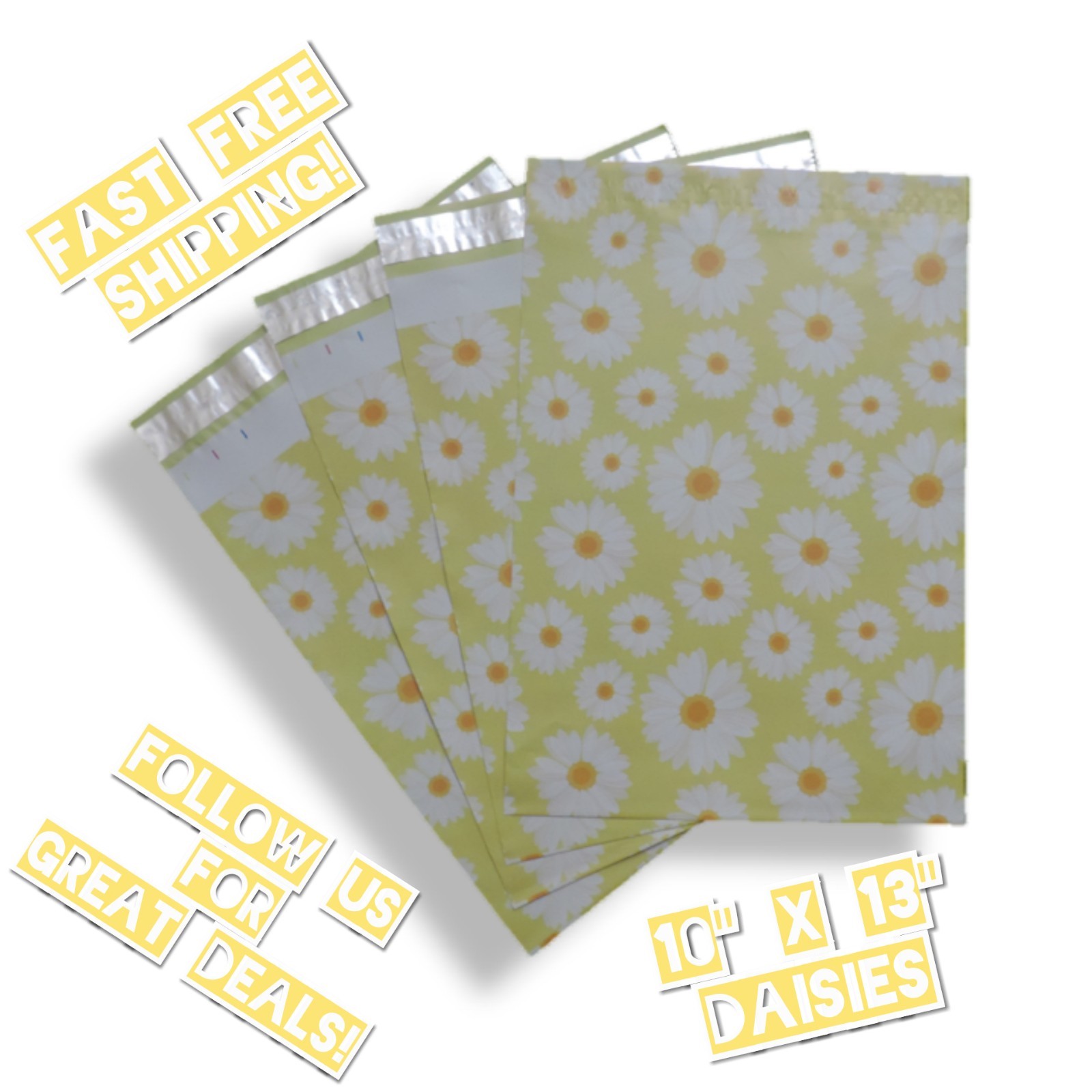 uPaknShip 10×13 Daisy Designer Poly Mailers – Shipping Envelopes