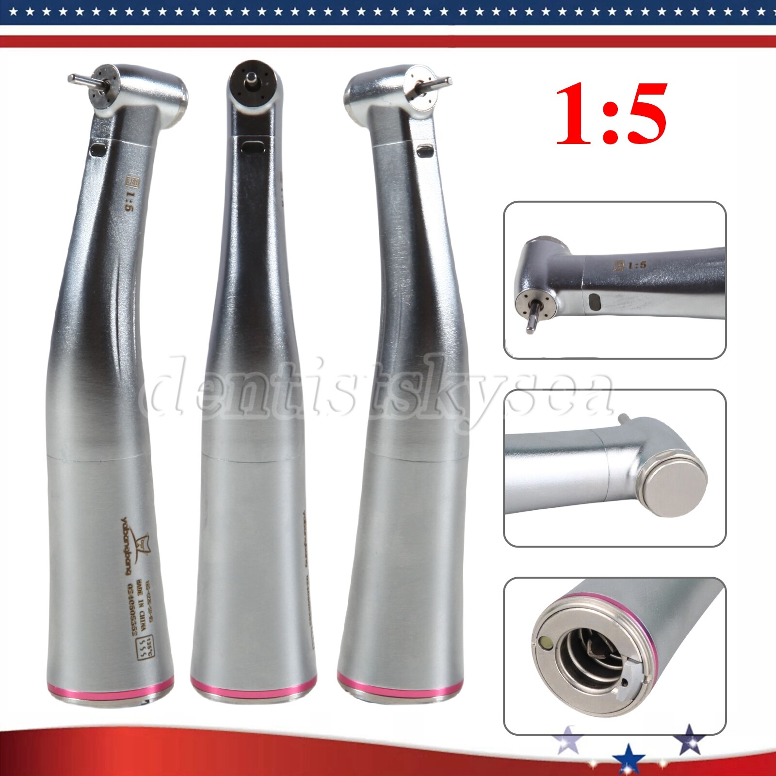 Dental 1:5 Optic LED Contra Angle Increasing Handpiece Fit Electric Motor YBB