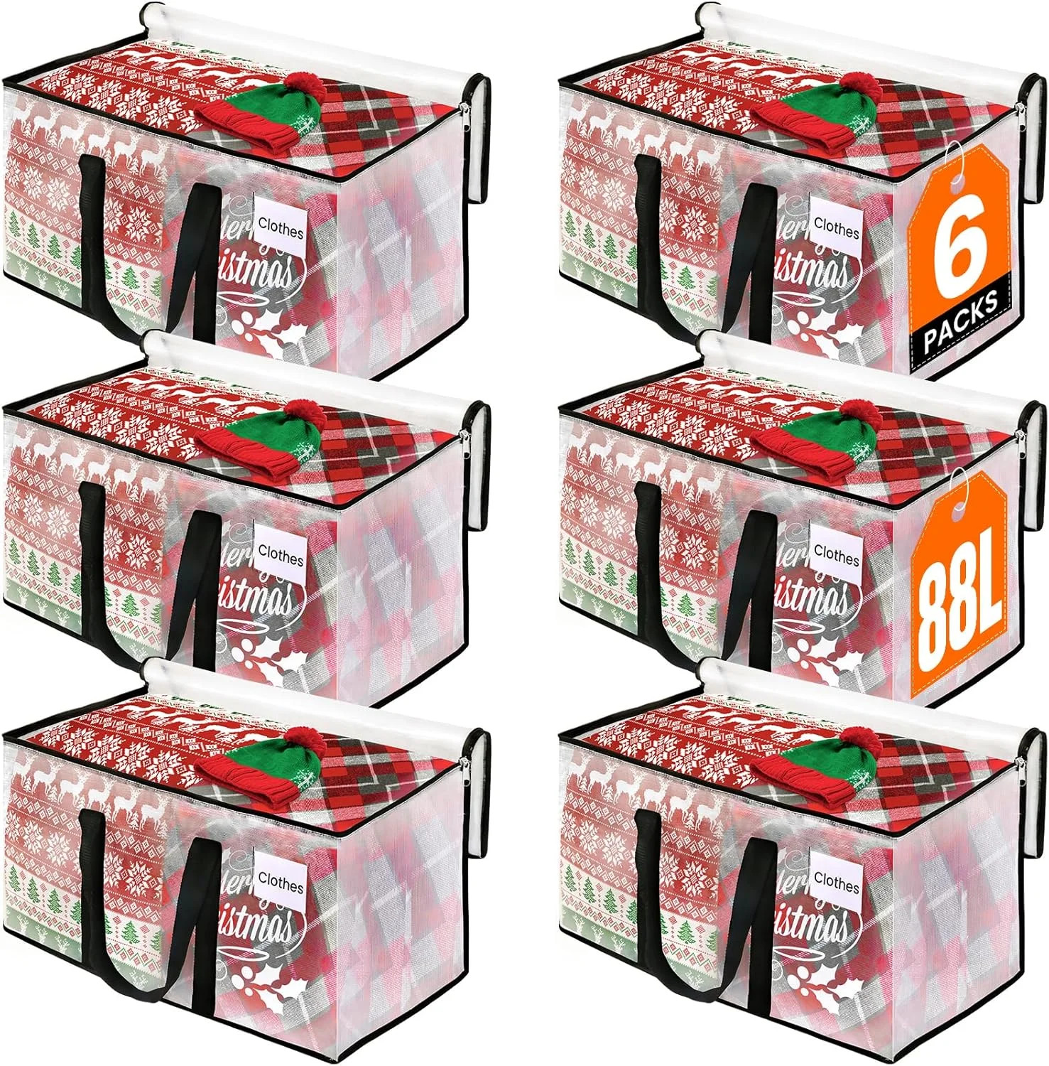 RoomHacks Heavy Duty Clear Moving Bags with Reinforced Handle and Double Zipper,