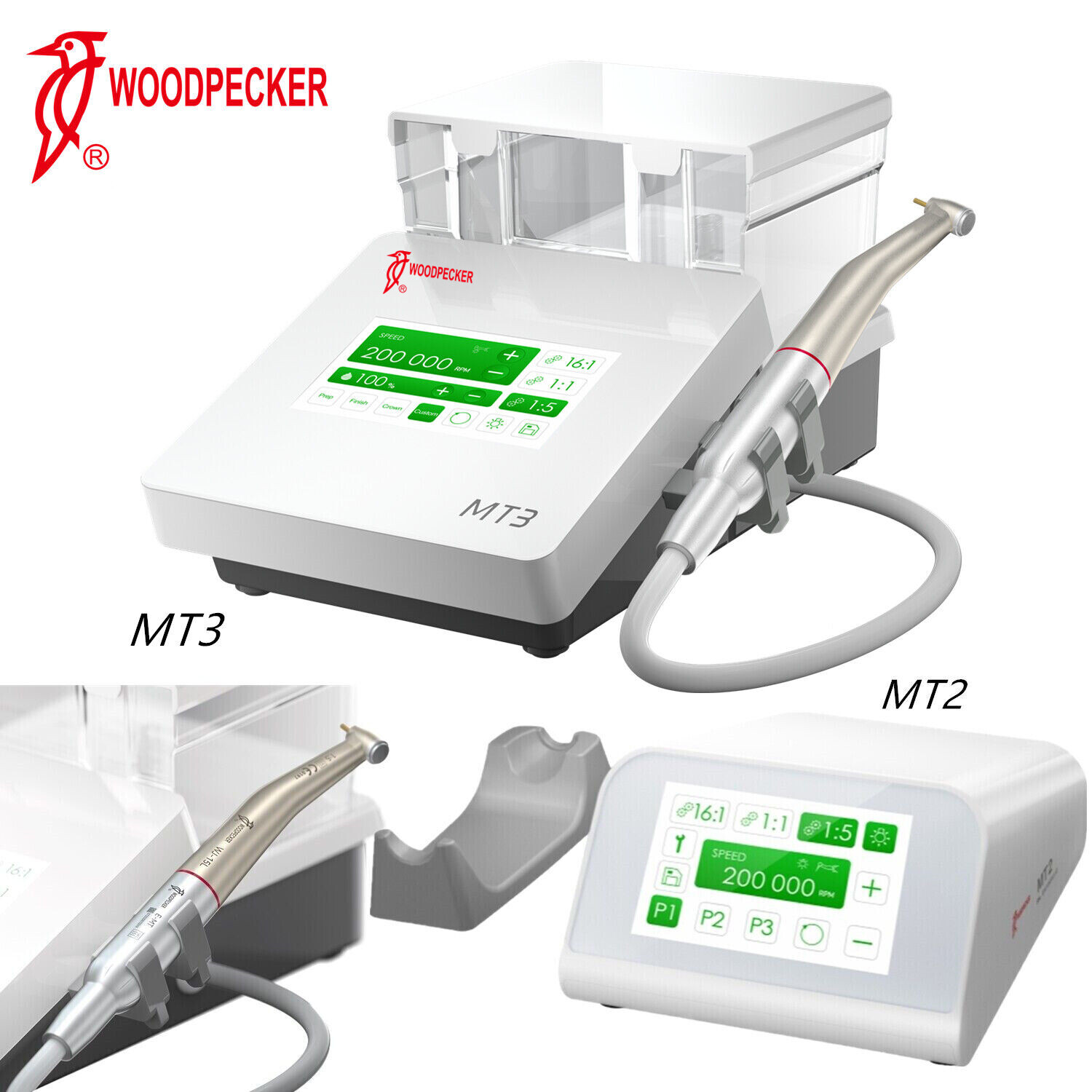 Woodpecker DTE MT2 & MT3 Dental Electric Motor + 1:5 LED Contra Angle Handpiece