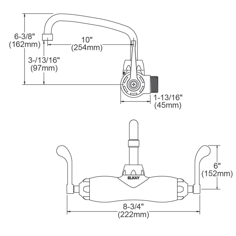 Elkay Foodservice LK945AT10T6T Adjustable Centers, Wall-Mount Faucet, Chrome