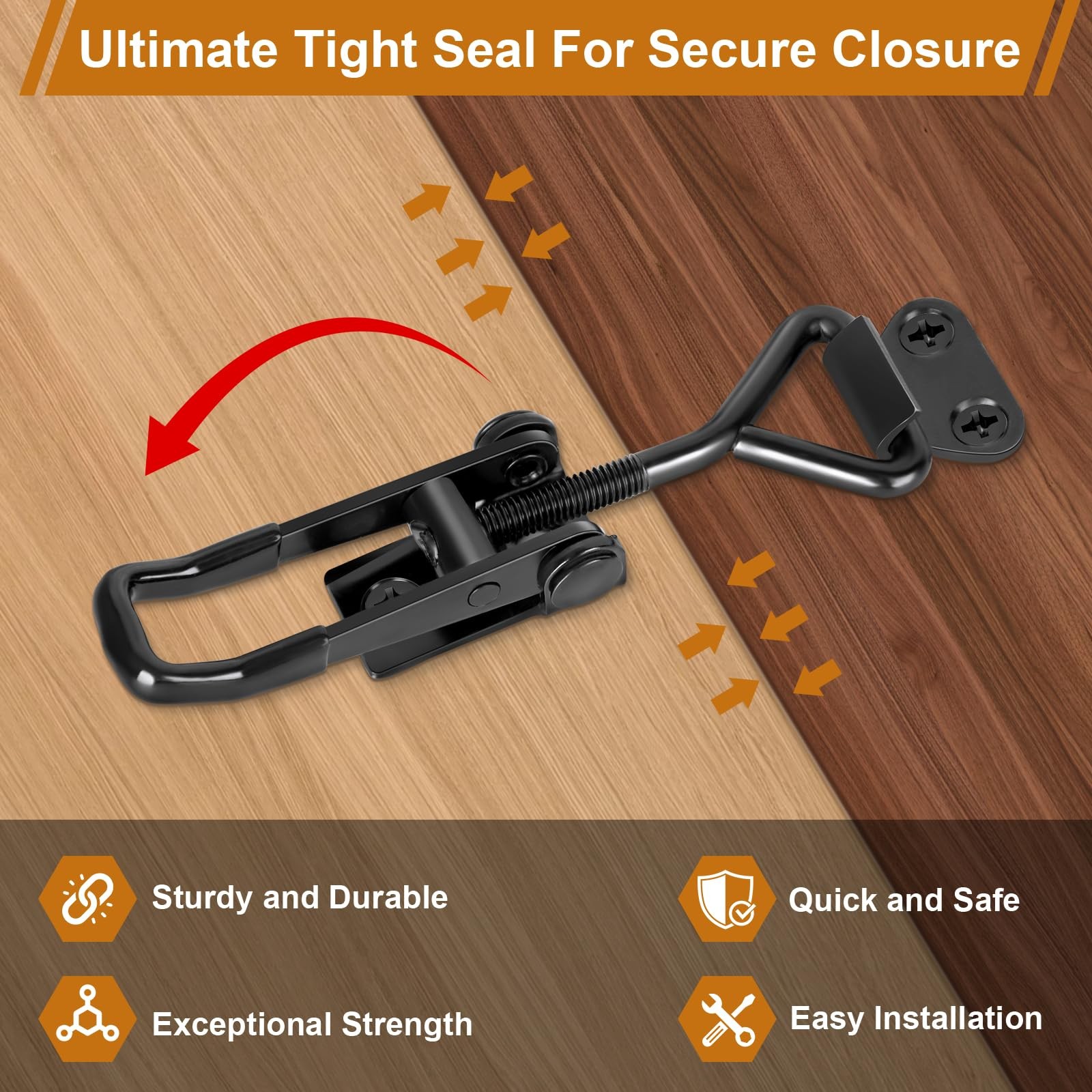 6 Pack Adjustable Toggle Latches 330Lbs HeavyDuty Black Metal for Smoker Door T