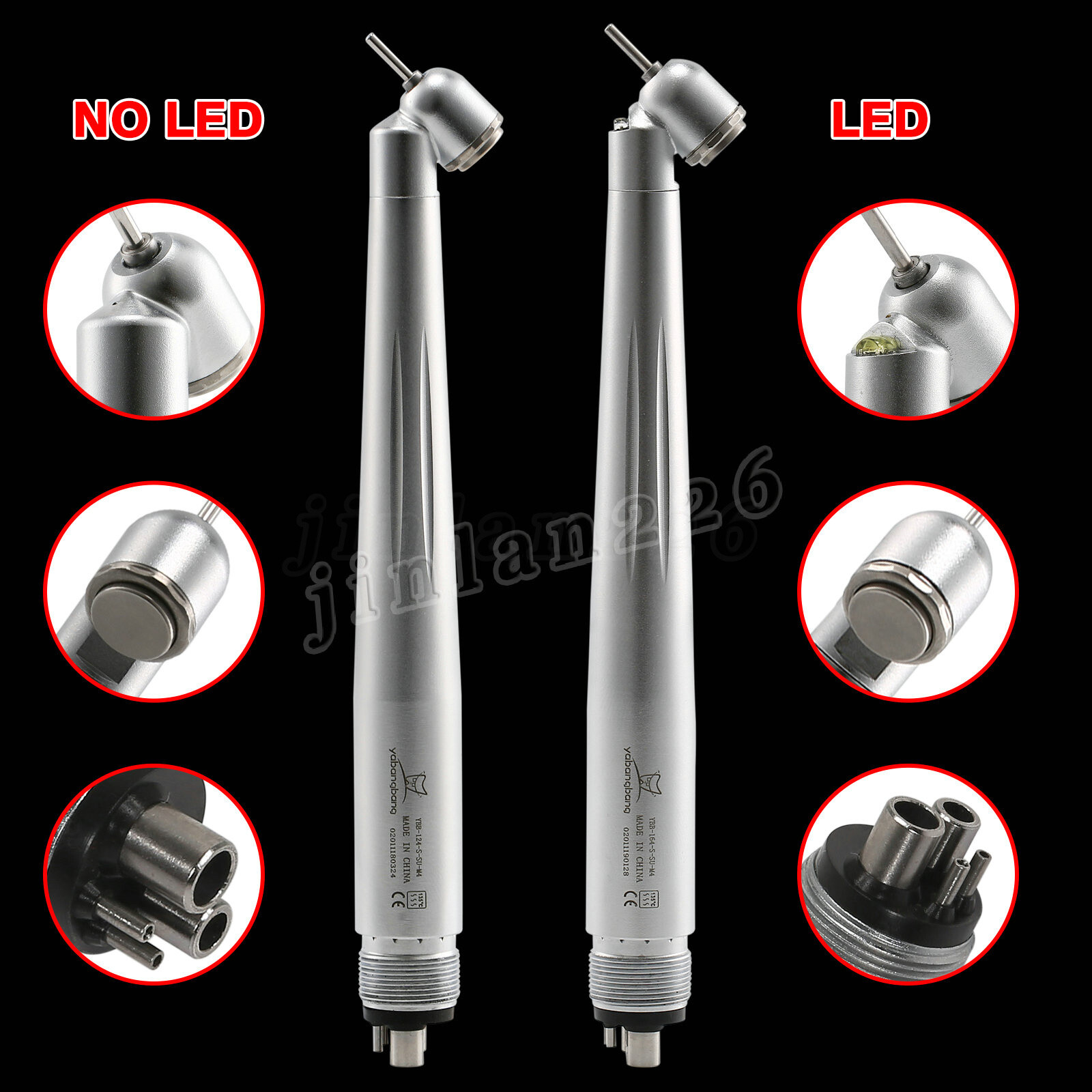 YABANG Dental 45° Angle Surgical Handpiece 4 Holes Rear Exhaust LED E Genreator