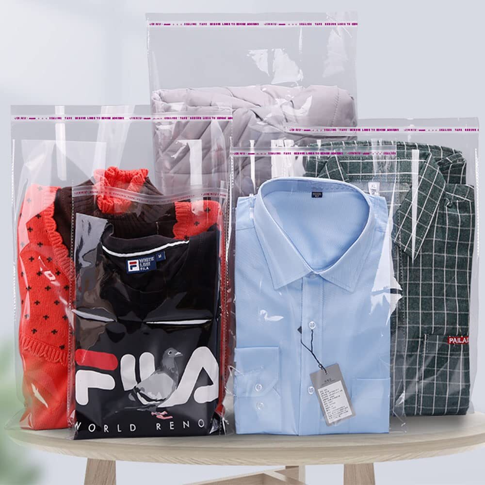 100CT 12×16″ Self Adhesive Sealing Cellophane Bags Large Clear Tshirt Sheets