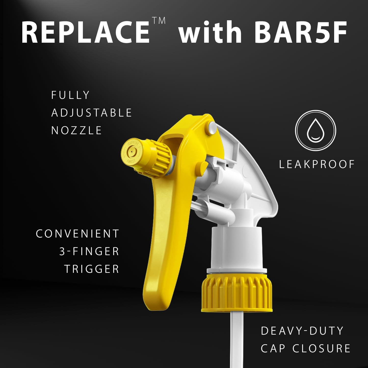Leakproof 5-Pack Heavy-Duty Chemical Resistant Nozzle Spray Heads Industrial and