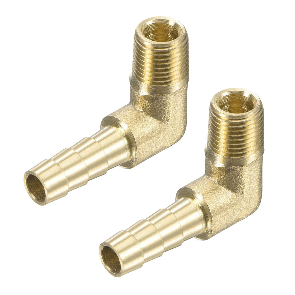 4PCS 90 Degree Elbow Brass Hose Barb Fitting -1/4 Barb to 1/8 Male NPT Adapter