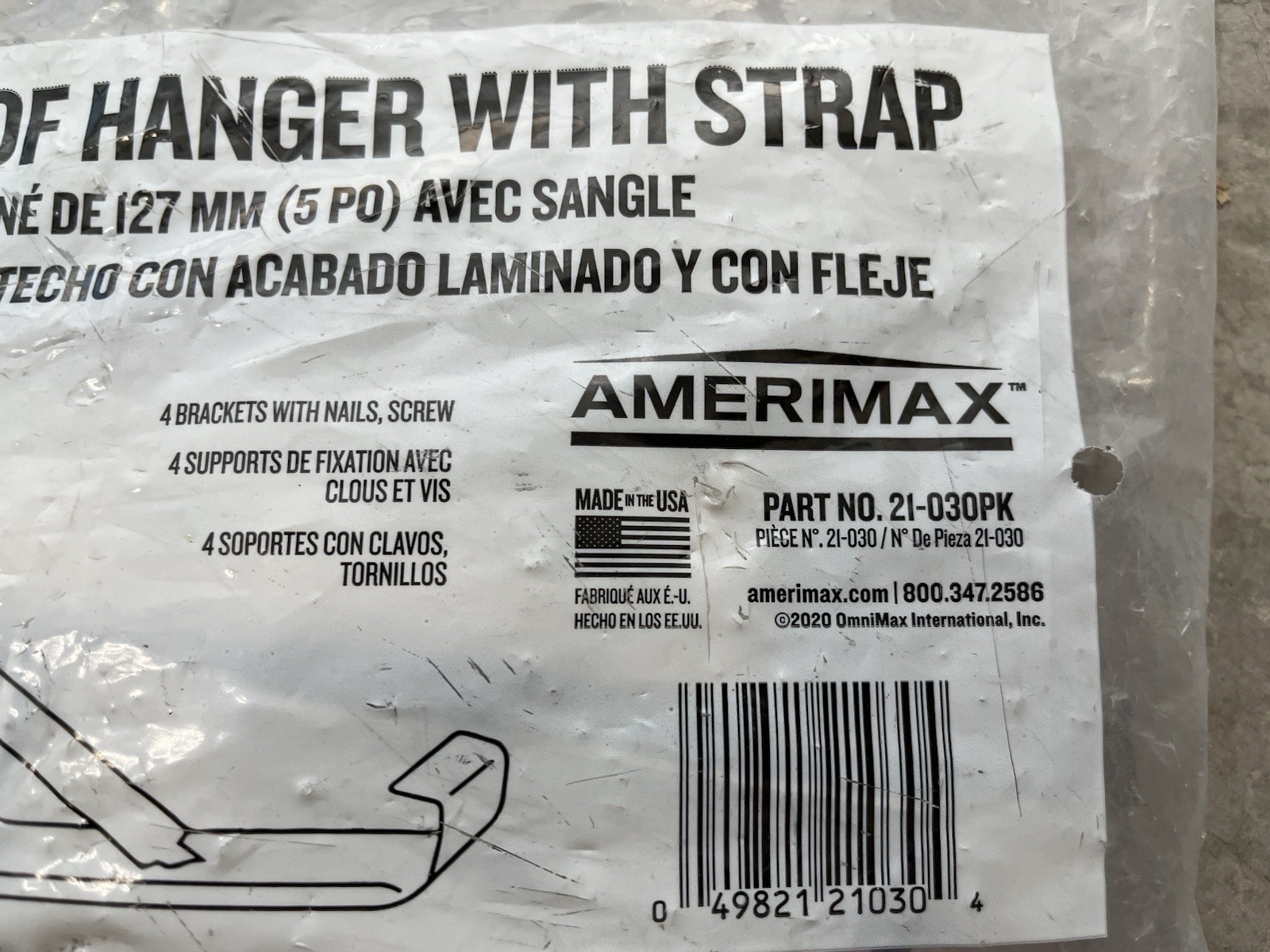 2 Packs of 4 Amerimax 5″ Mill Finish Roof Gutter Hanger & Strap 8 Total Brackets