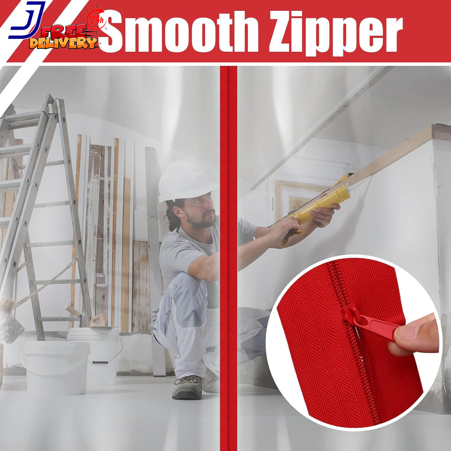 36 Rolls Heavy Duty Zipper for Dust Barriers Zipper Door 7 ft x 3 Inches zipper
