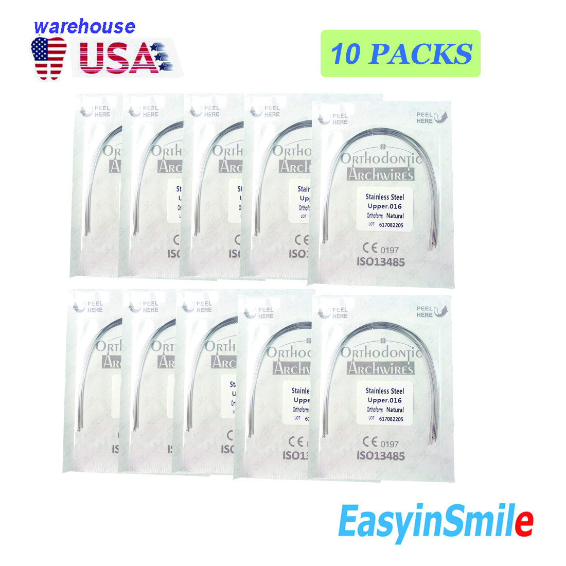 100 Wires Dental Orthodontic Arch Wires Stainless Steel Natural Round 012-018