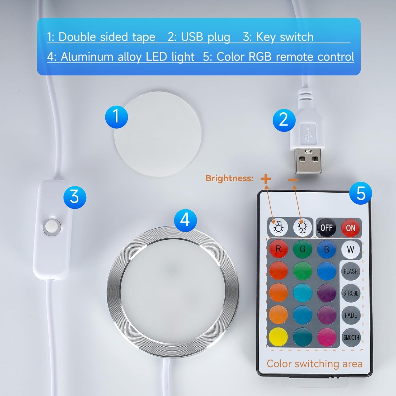 3PCS Remote Control RGB LED Lamp Kit 001 for Bambu Lab Multicolor