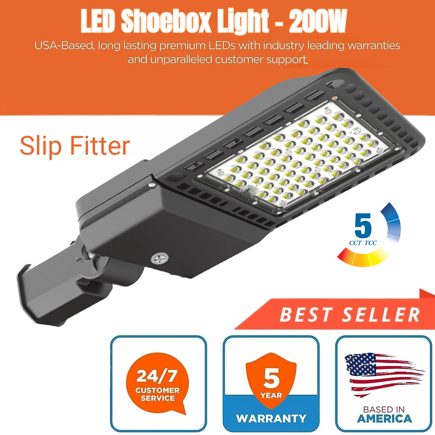 200W LED Parking lot Light Street Shoebox Pole Light Commercial LED Lamp 28000LM