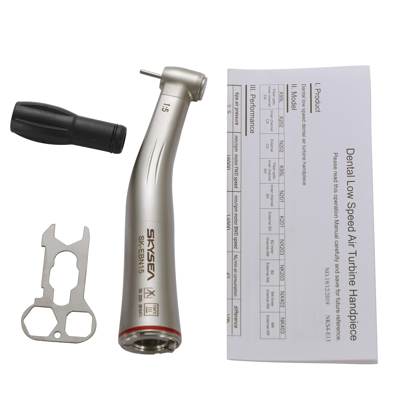 NSK Style Dental 1:5 Optic LED Contra Angle Increasing Handpiece Fit FG Bur SK