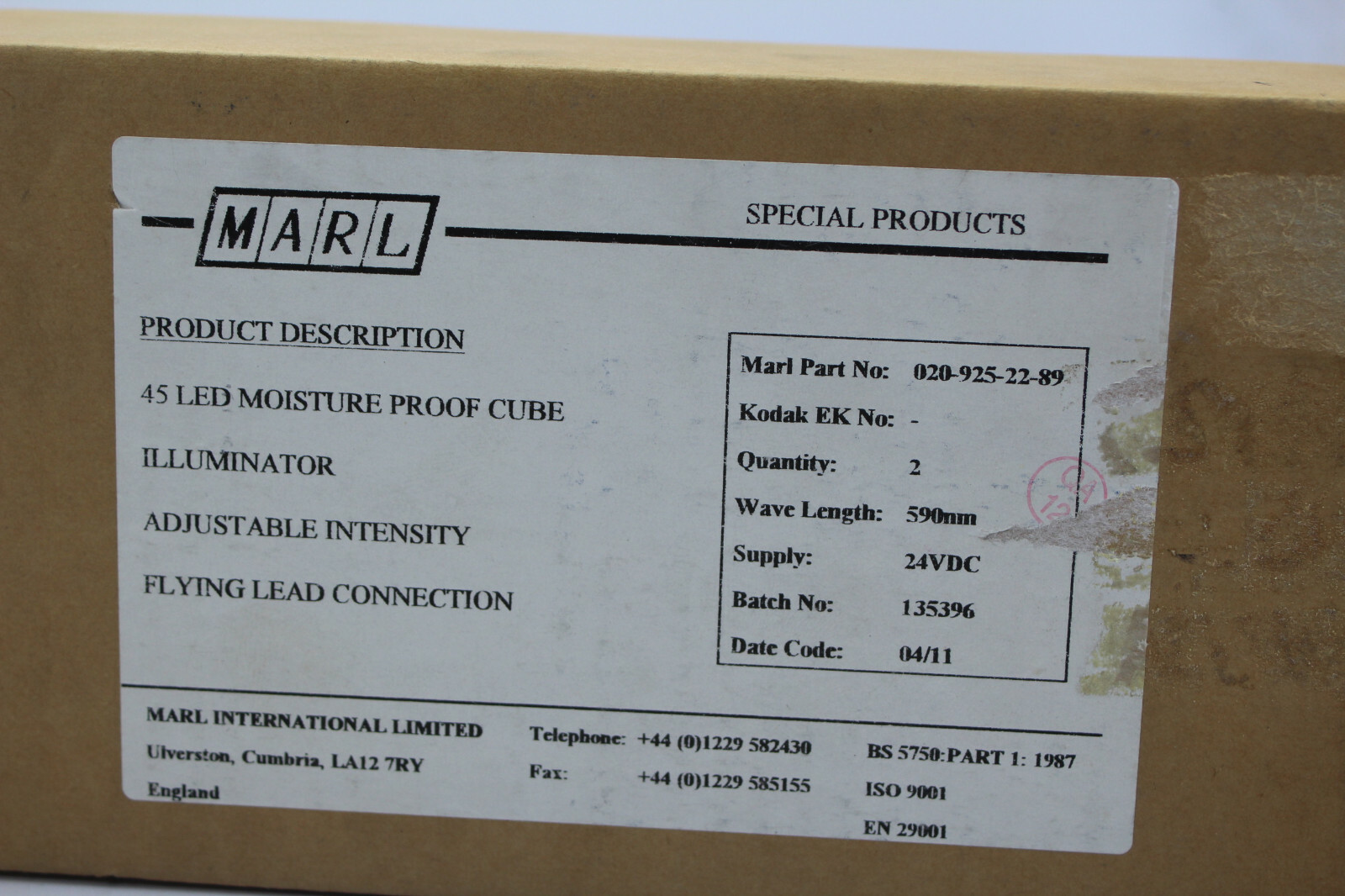 Marl 020-925-22-89 24V Yellow 590 nm 45 LED Moisture Proof Cube Illuminator New
