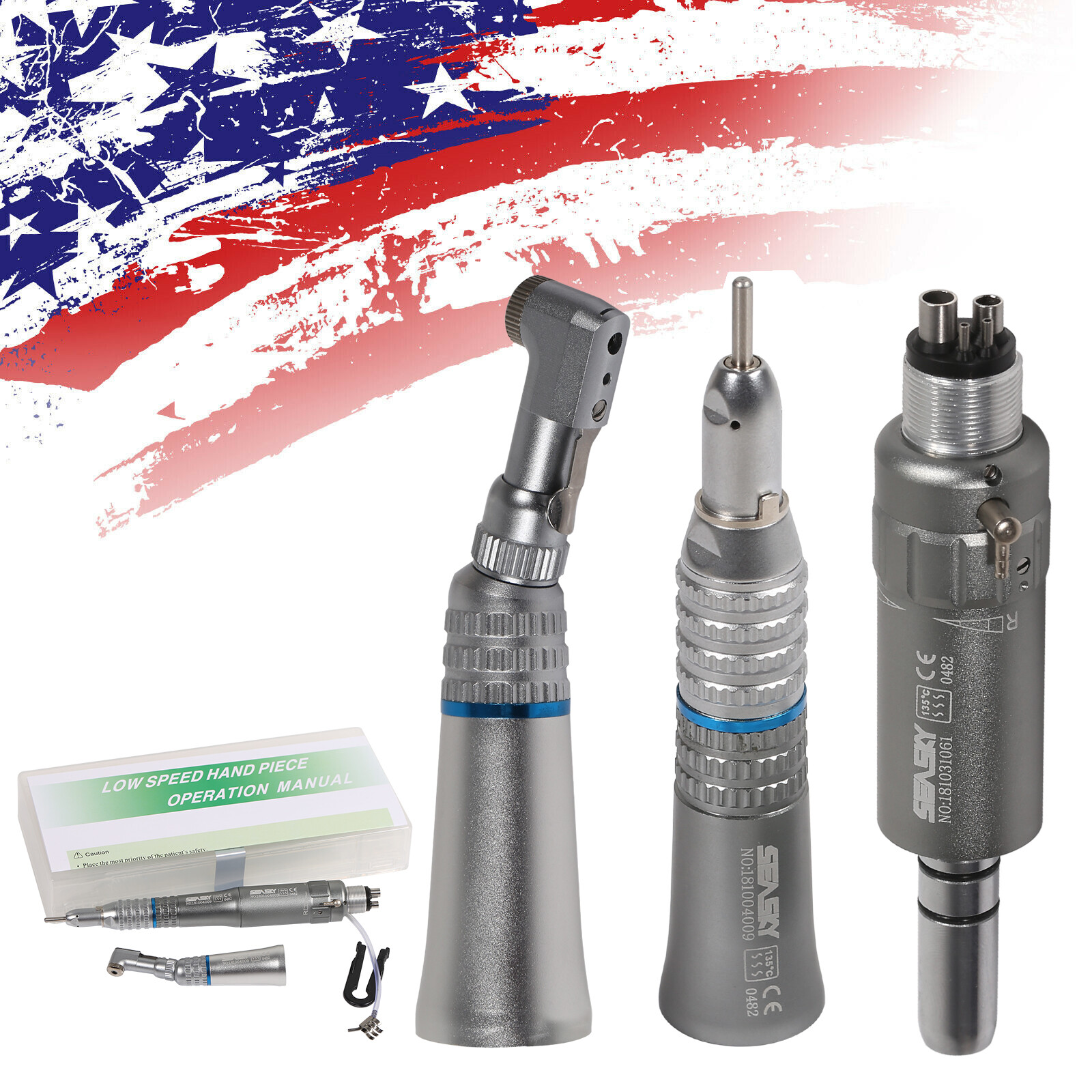 NSK Style Dental High Low Speed Handpiece LED / No LED E-type Push Buttobn FG/RA