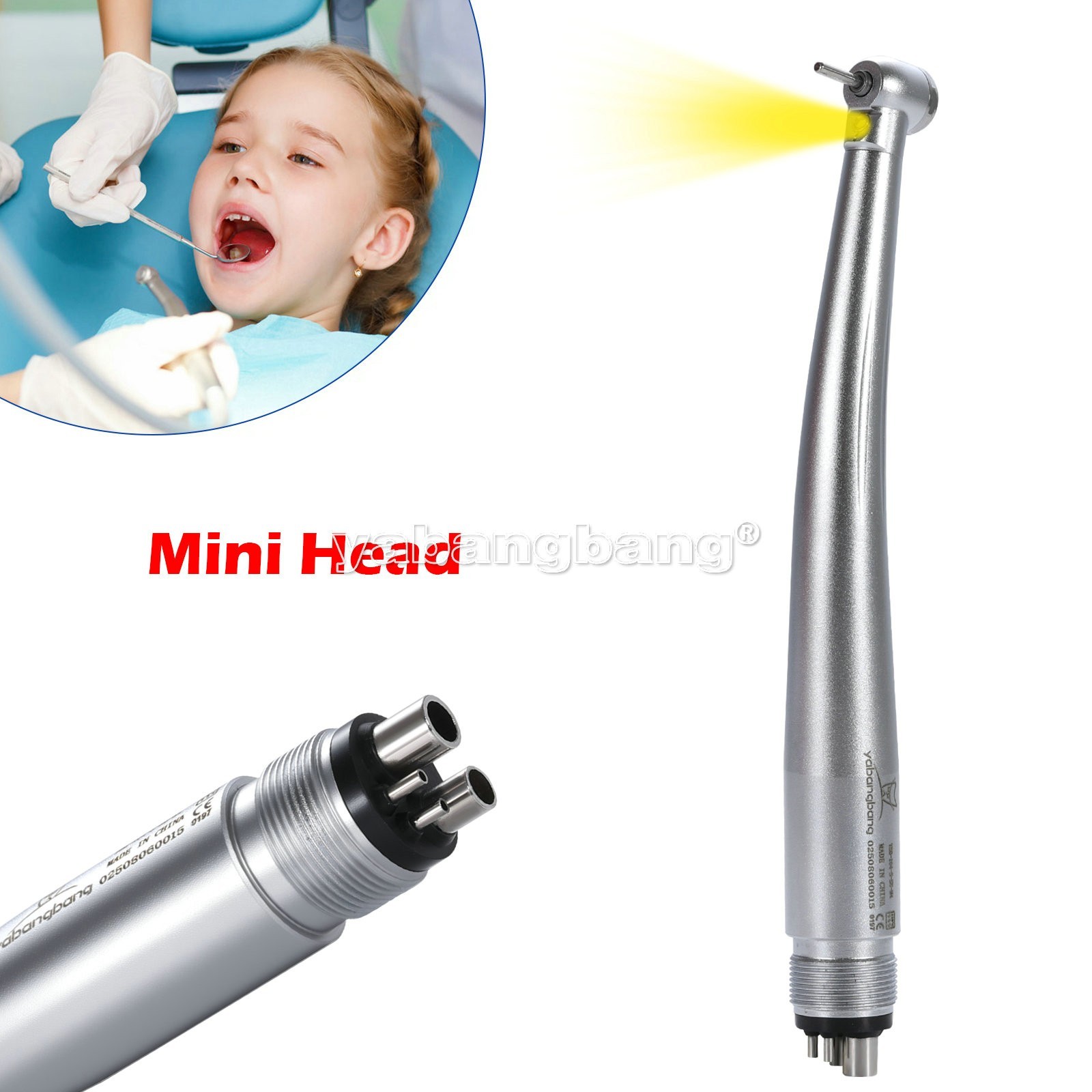 Dental High Speed Handpiece Mini LED Fiber Optic Small Head Air Turbine 4H USA