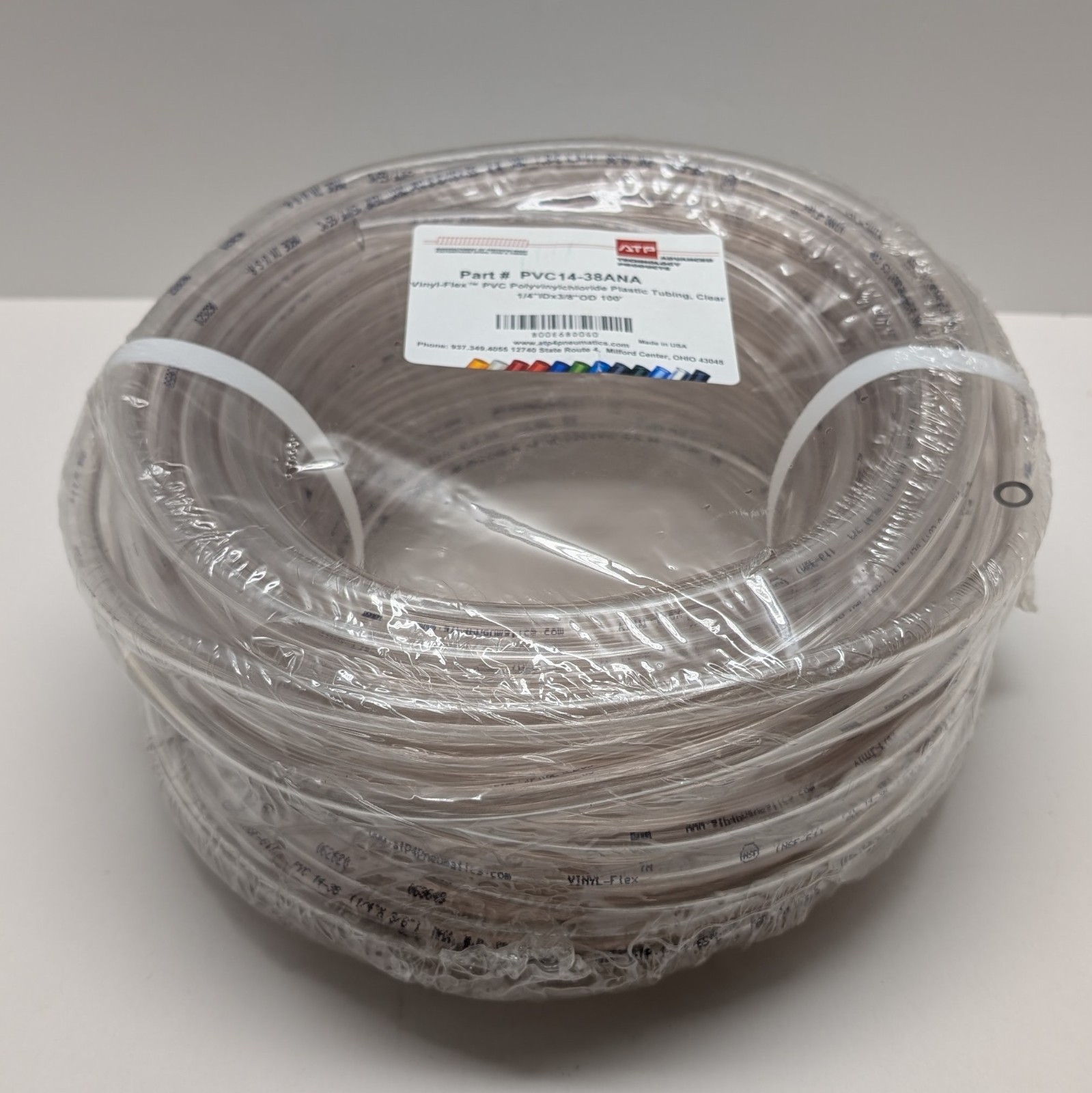 ATP Vinyl-Flex PVC Plastic Tubing PVC14-38ANA 1/4”ID x 3/8”OD 100′ Clear