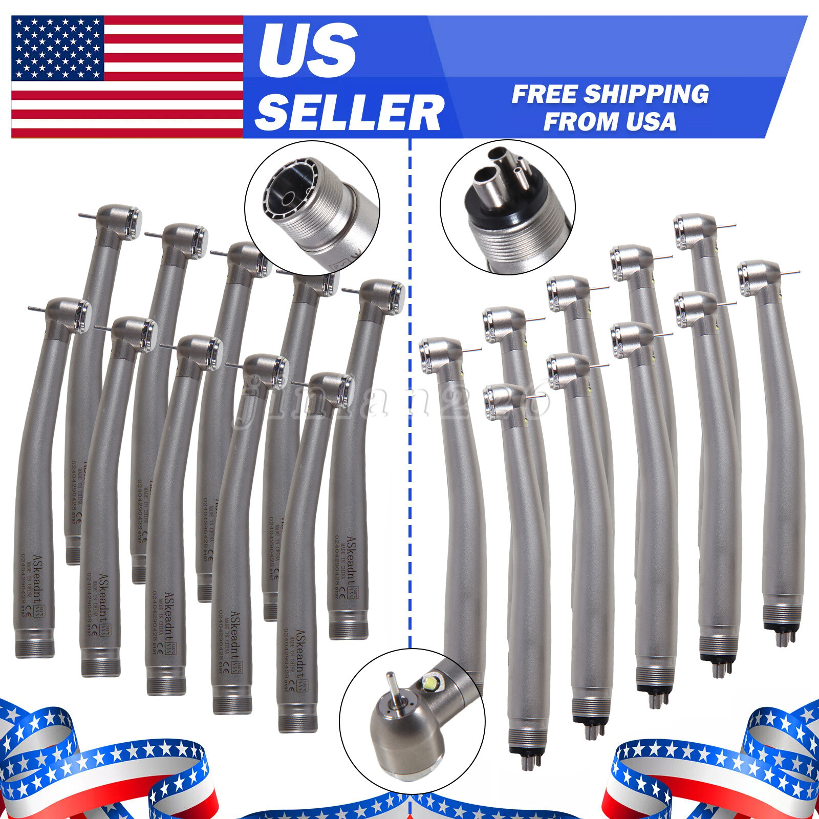 1/10 NSK Style Dental LED E-generator Fiber Optic High Speed Handpiece Turbine