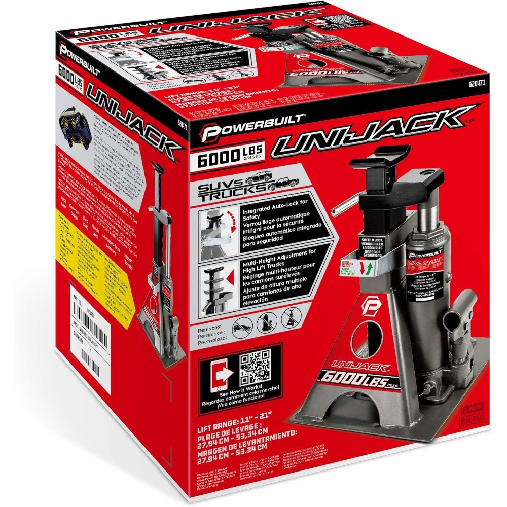 Powerbuilt 3-ton integrated jack, with a load capacity of 6000 pounds.