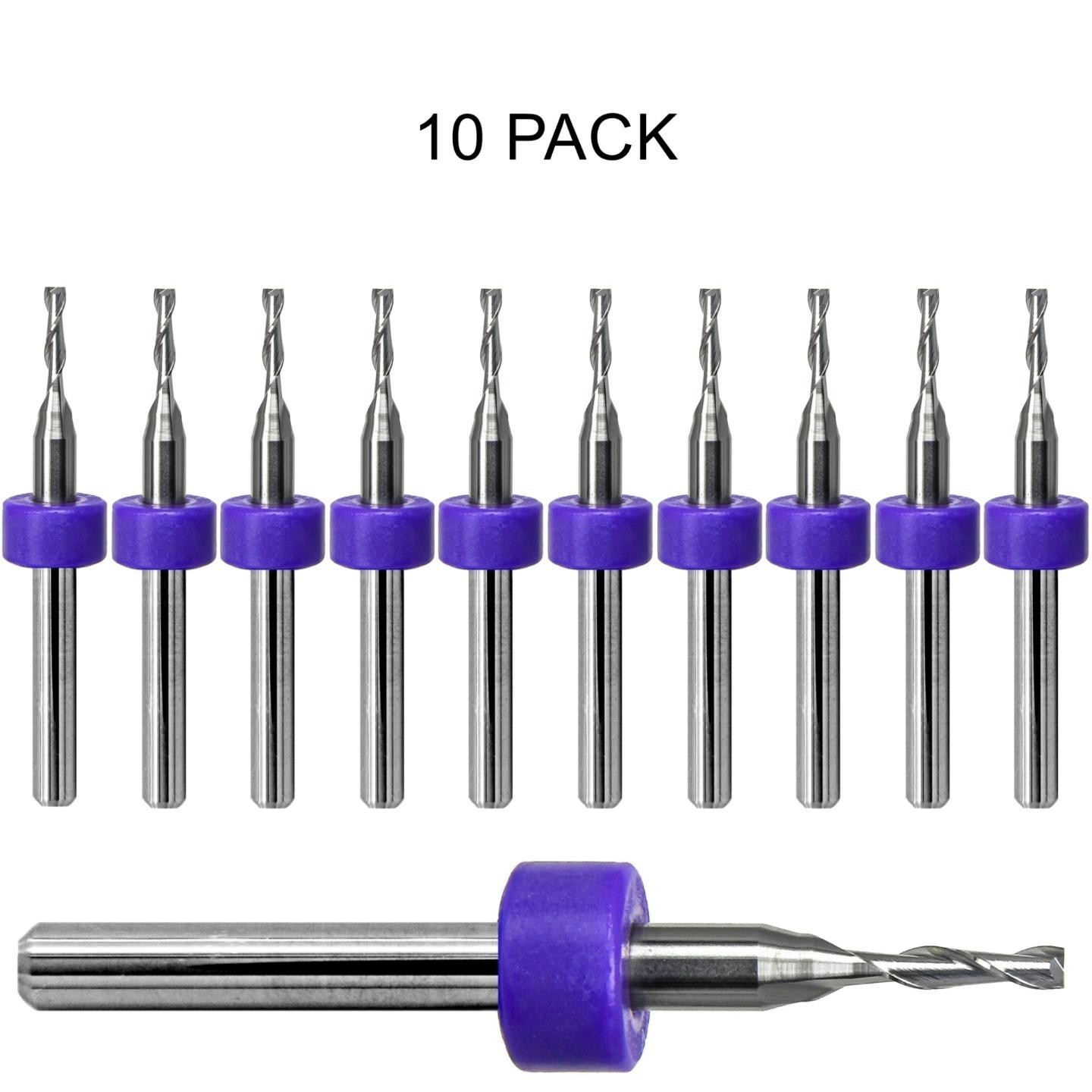 1/16″ 1.60mm Carbide CNC End Mill 2 Flute Square End 1/8 Shank 10 Pc Kyocera