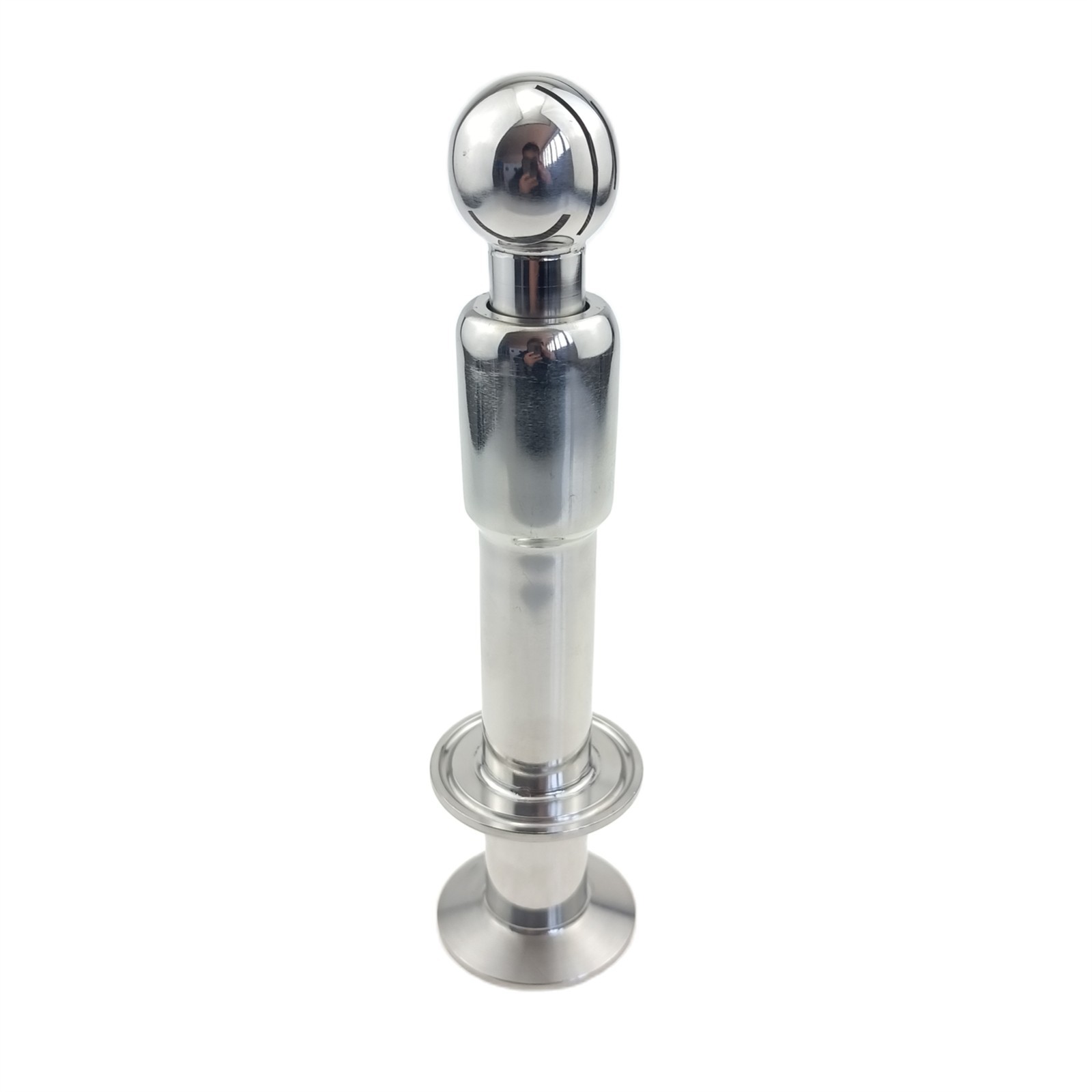 Rotating CIP Spray Ball 1.5″ Tri Clover Inlet welded in 1.5″ Tri Clamp Cap SS304