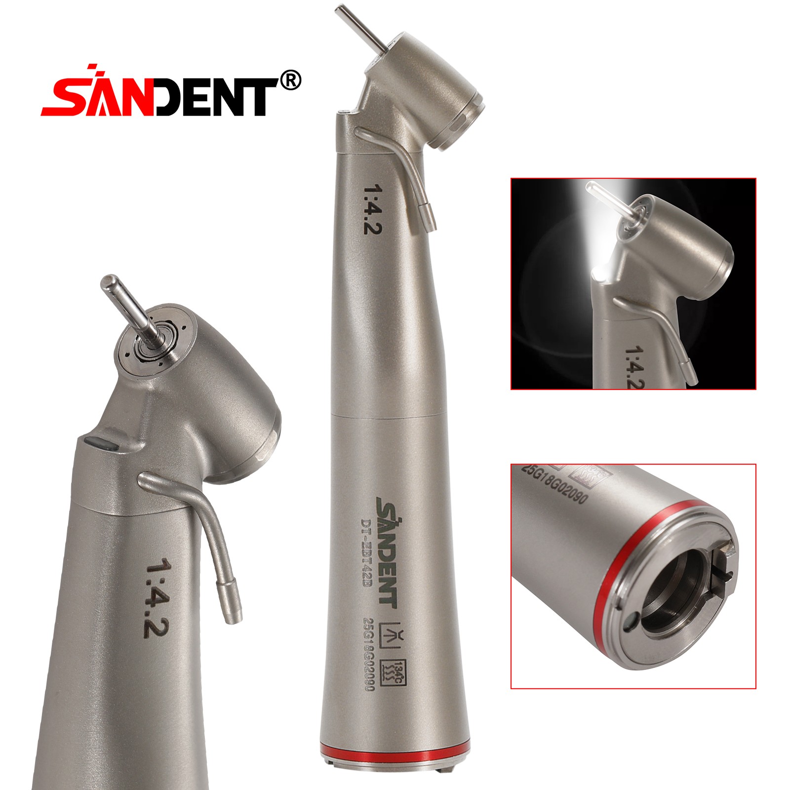 Dental Optic Fiber LED 1:4.2 Increasing Handpiece 45°Angle Head External Channel