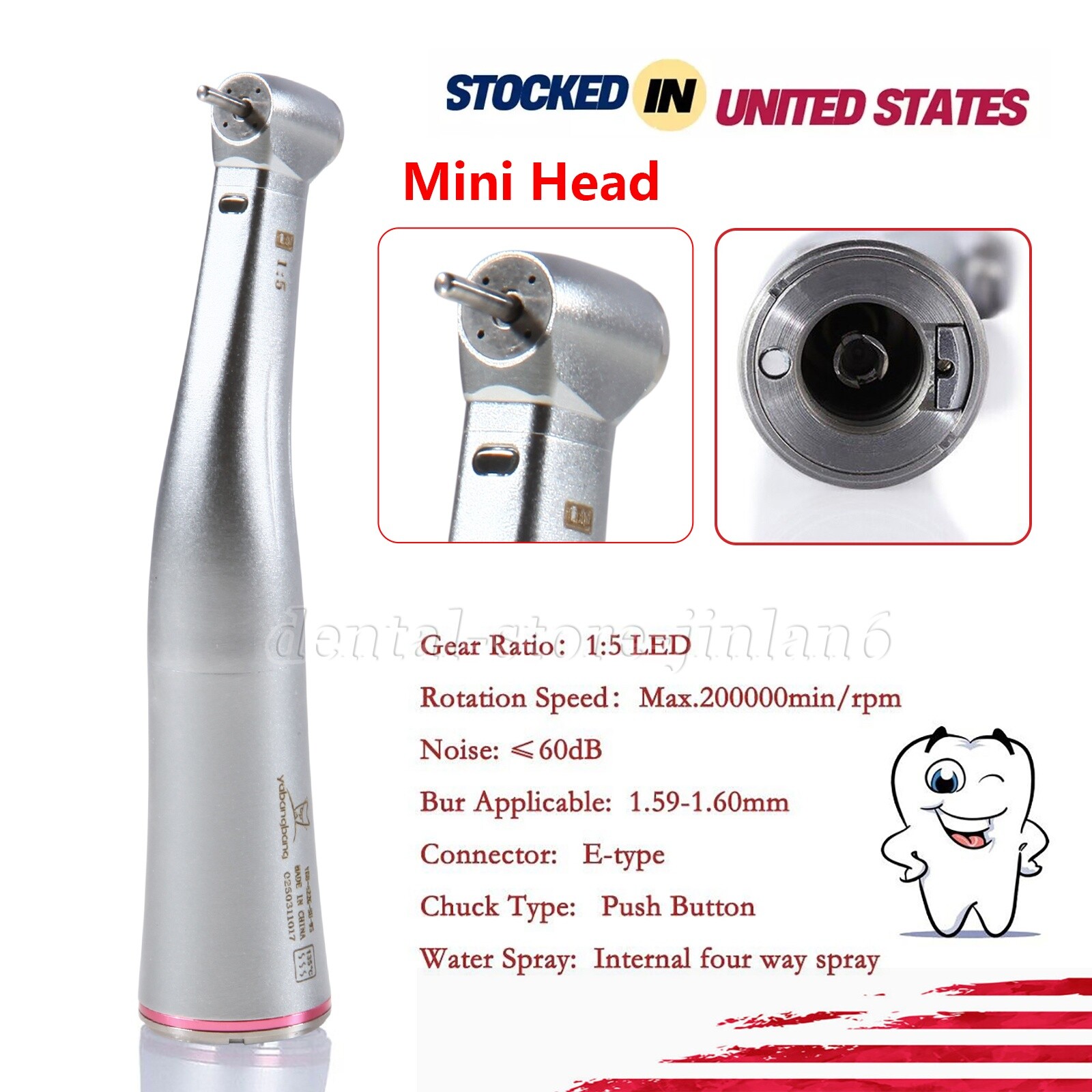 X95L Dental 1:5 Increasing LED Fiber Optic Contra Angle Handpiece for NSK Ti-MAX