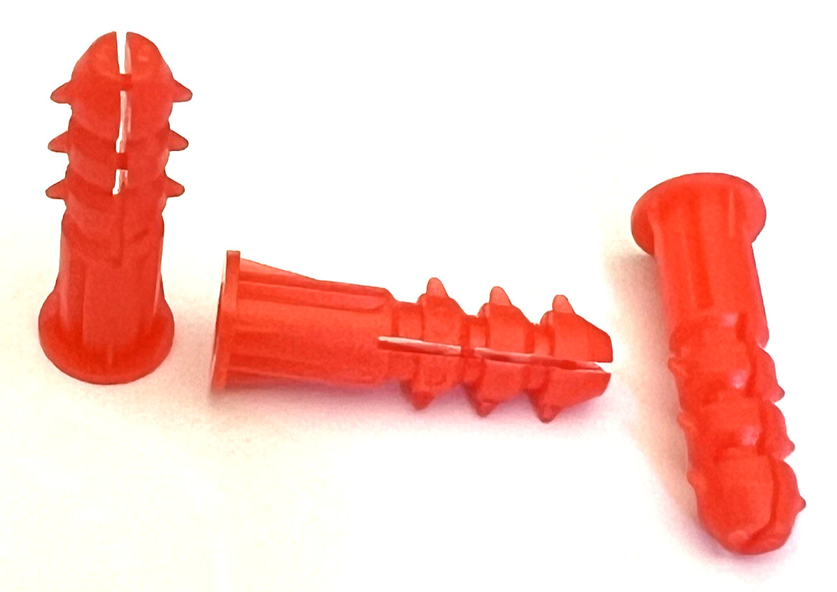 Barbed Ribbed Plastic Anchors #6-8-10 x 1″ Blue, With or Without #6 x 1″ Screws