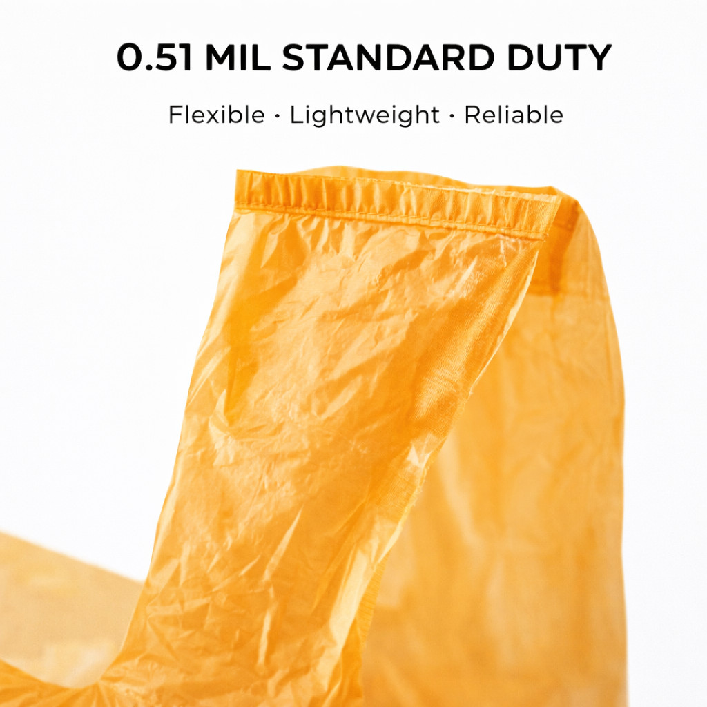 1/6 Large Orange T-Shirt GRocery Shopping Carryout Bags 21×6.5×11.5 0.51 Mil