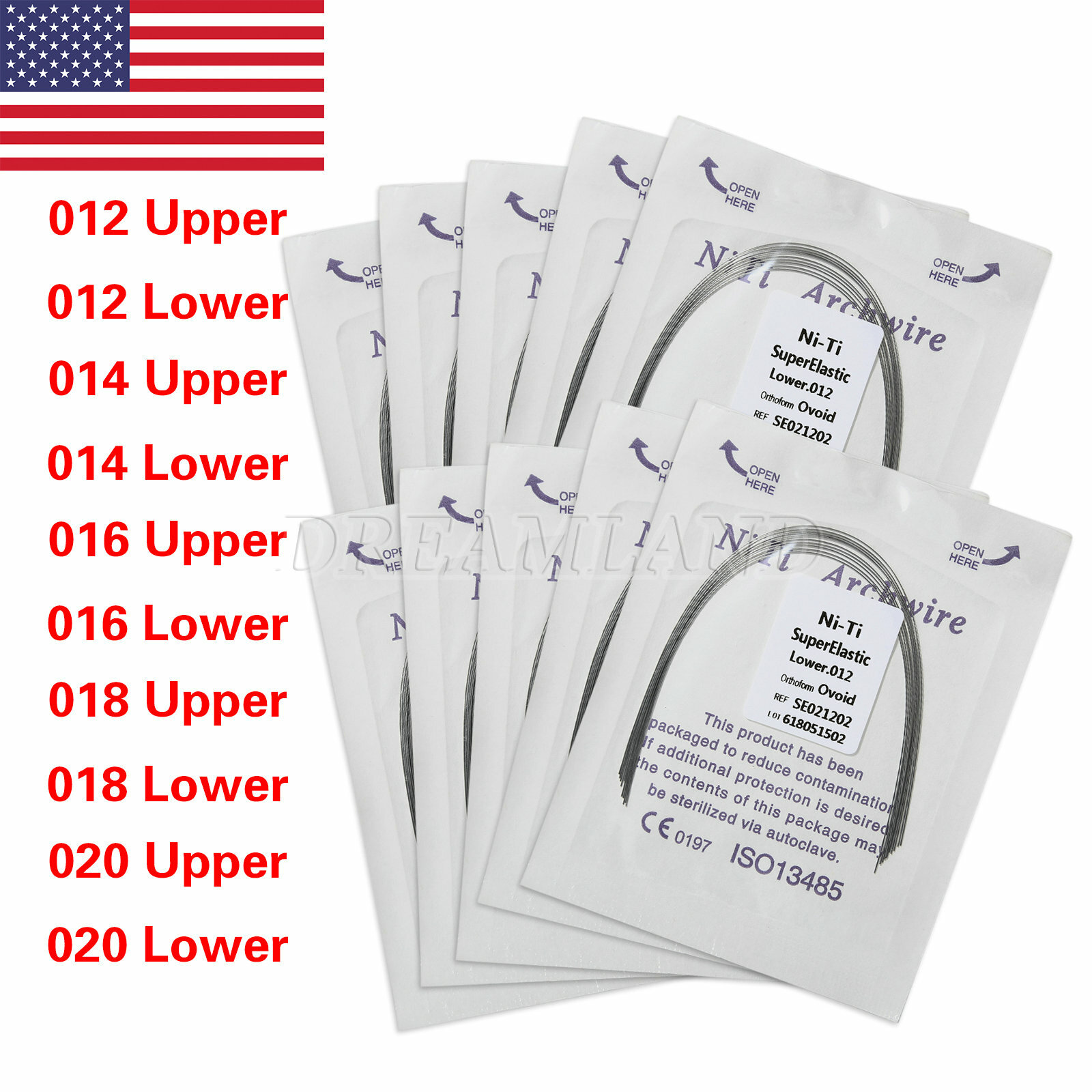 10Packs dental orthodontic super elastic niti round arch wires ovoid form 100pcs