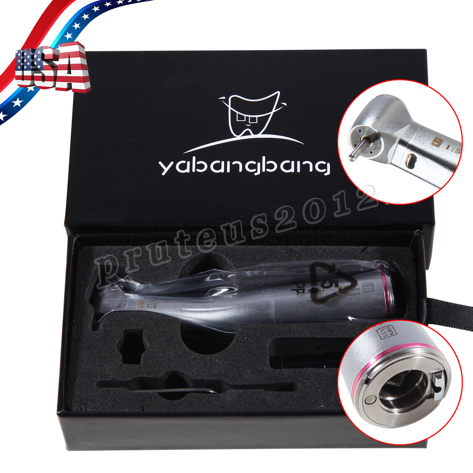 Dental 1:5 Increasing Low Speed Contra Angle Handpiece E-type Inner Channel Red