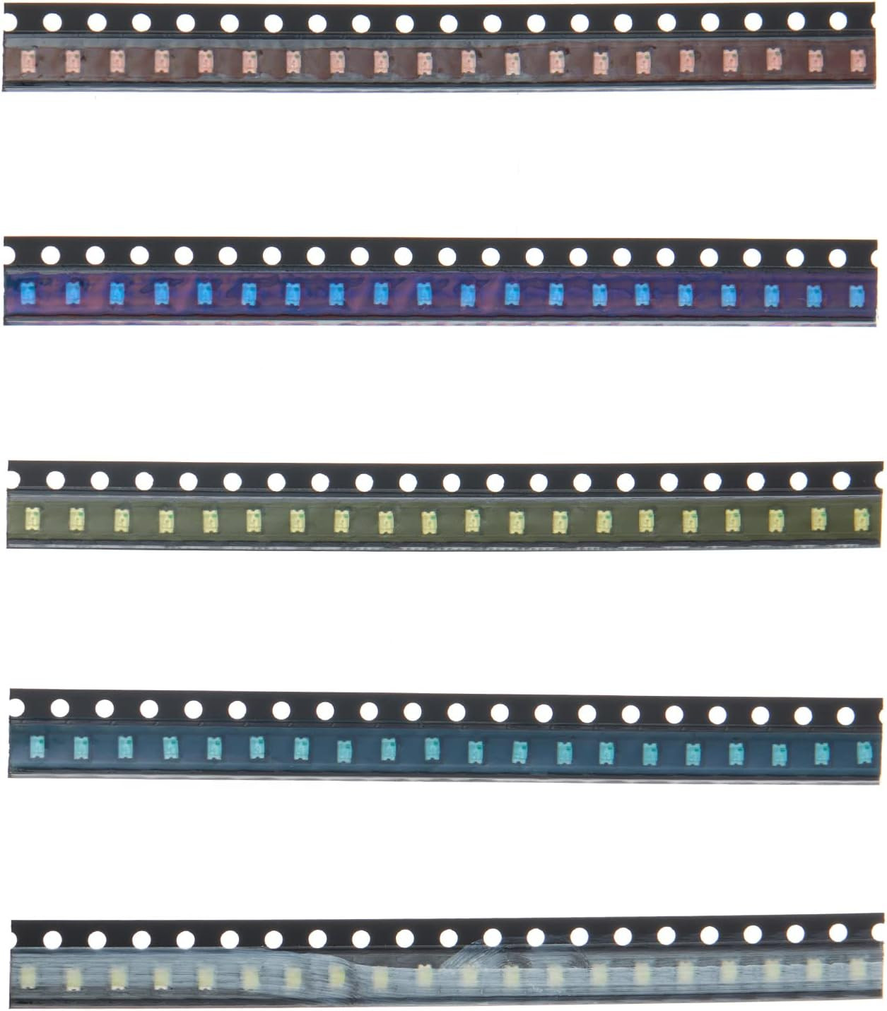 100Pcs 5 Types Colors 0805 Red Yellow Blue Green White SMD LED Diode Lights Chip