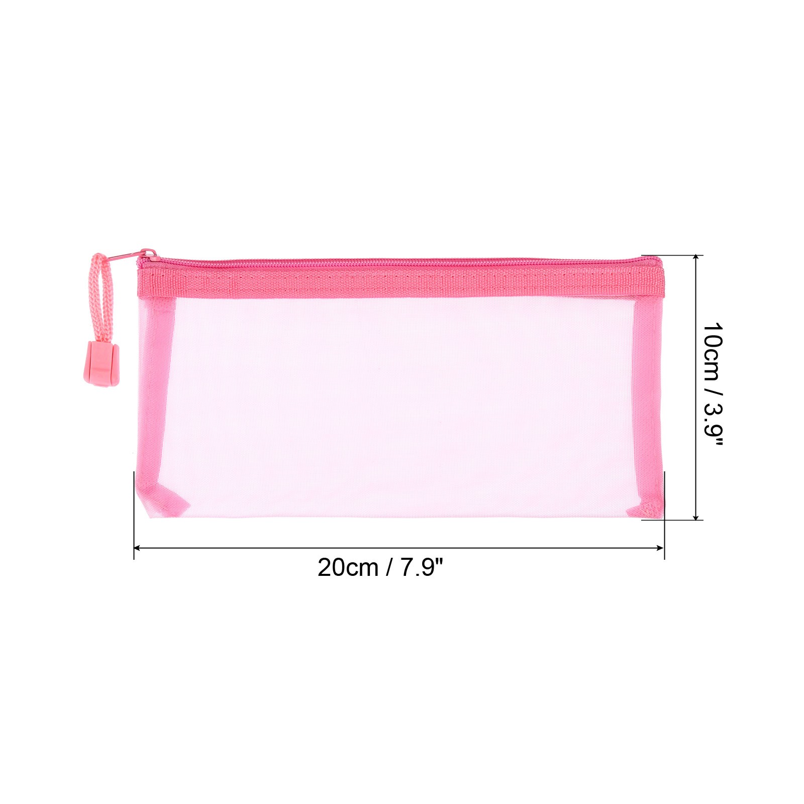 4Pcs Mesh Zipper Bags, A6 Travel Cases Nylon Makeup Pouches, Pink