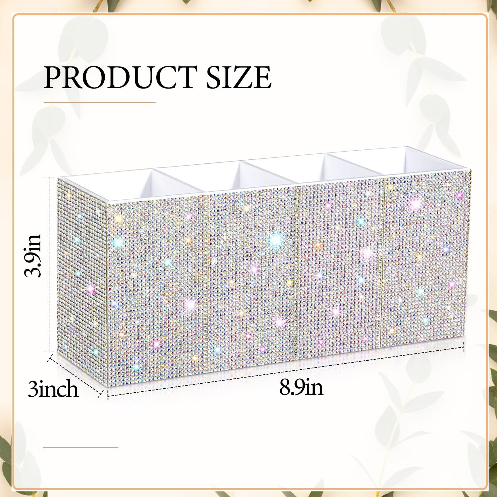 Bling Desk Organizer for Women, Rhinestone Pen Makeup Brush Holder, Girly Des…