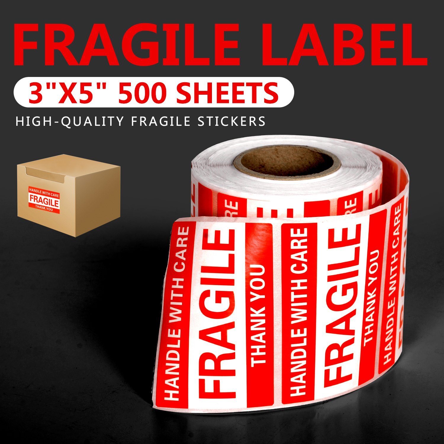 Fragile Stickers 1 Roll 500 2×3 Fragile Label Sticker Handle With Care Mailing