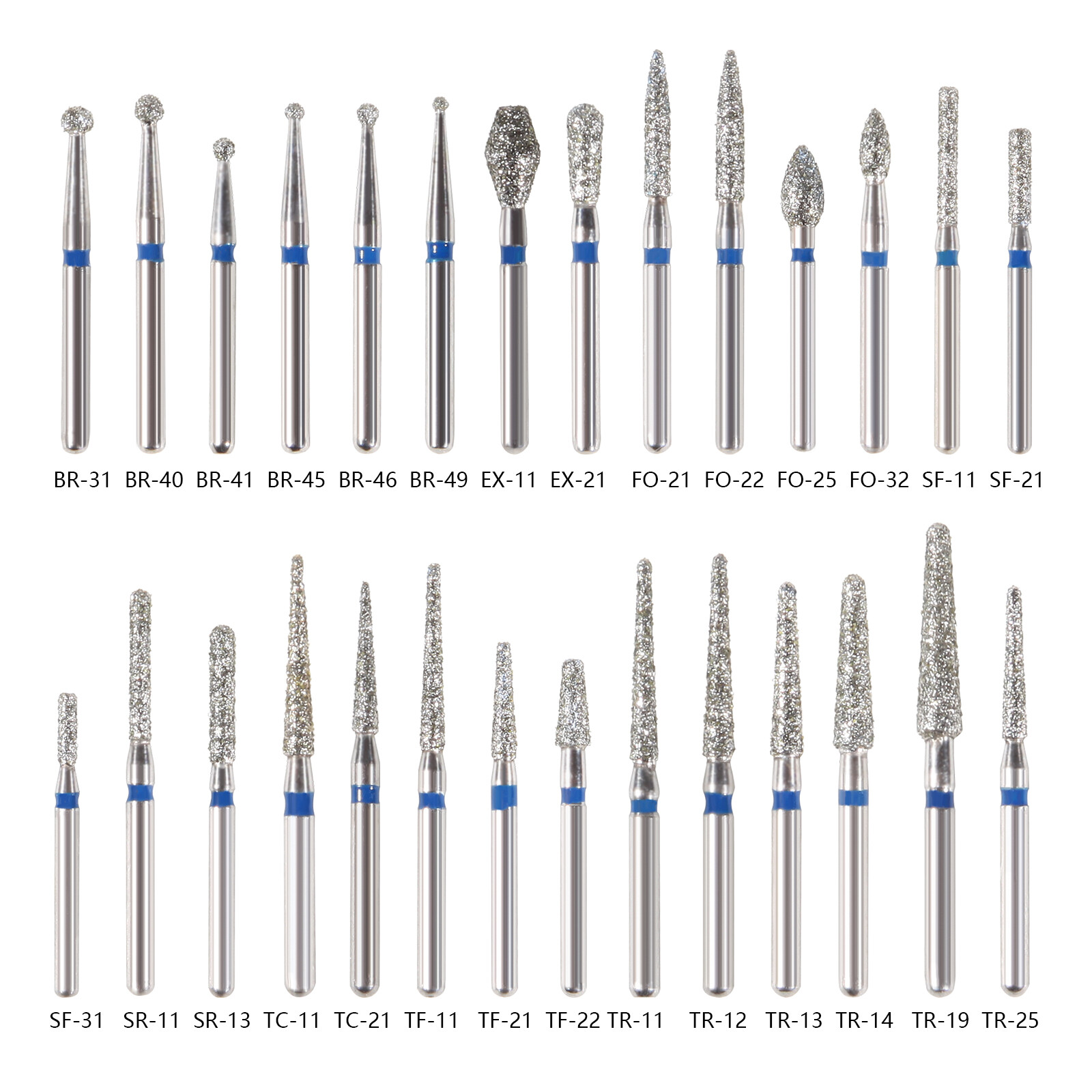 97Types Dental Diamond Burs FG 1.6mm for High Speed Handpiece 5Pcs/pack New