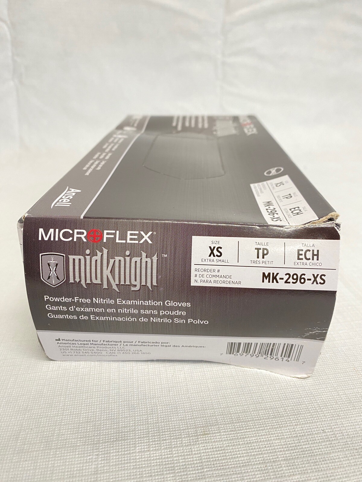 (100/Pk) ANSELL Microflex Midknight Nitrile Exam Gloves – XSmall – Black MK296XS