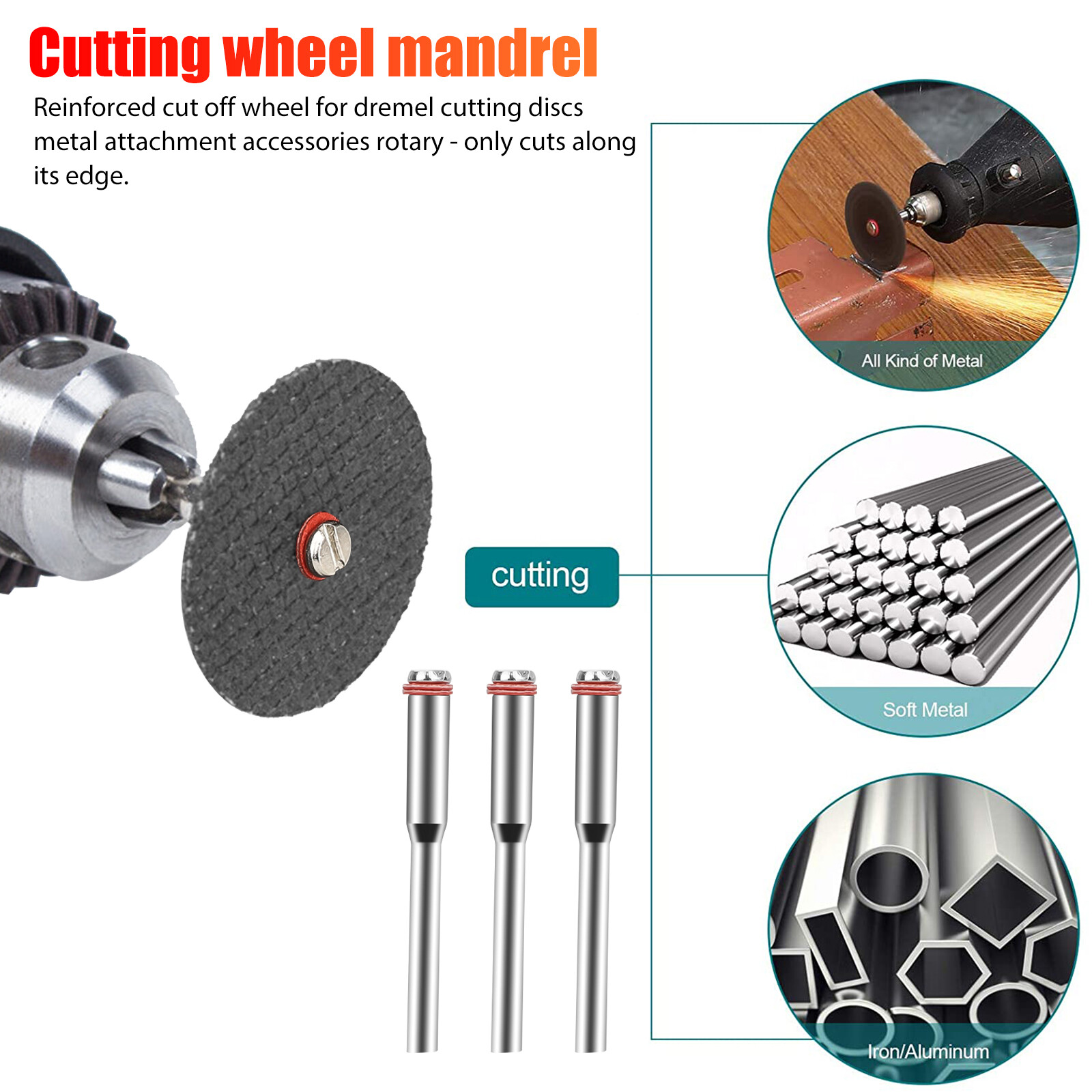 106Pcs 1/8in Fiberglass Reinforced Cutting Wheel For Dremel Rotary Cut Off Disc