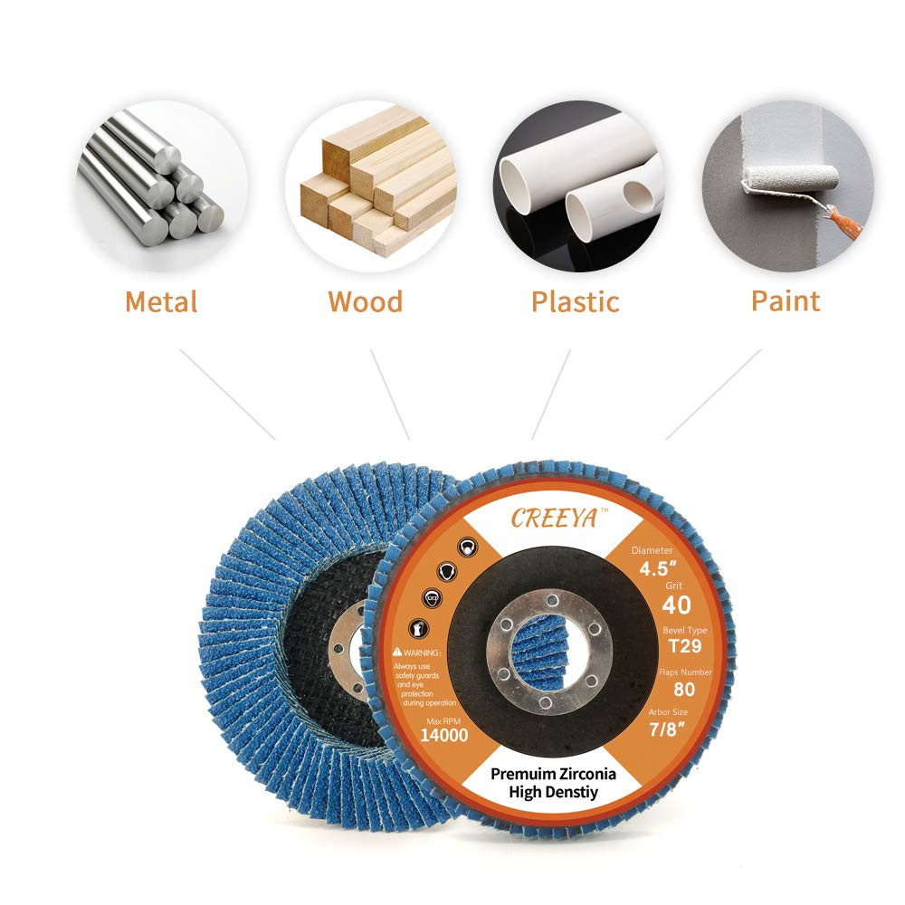 10 Pcs Flap Discs 40 Grit 4 1/2â€X7/8â€ Grinding Wheel Flapper Wheel for Di…