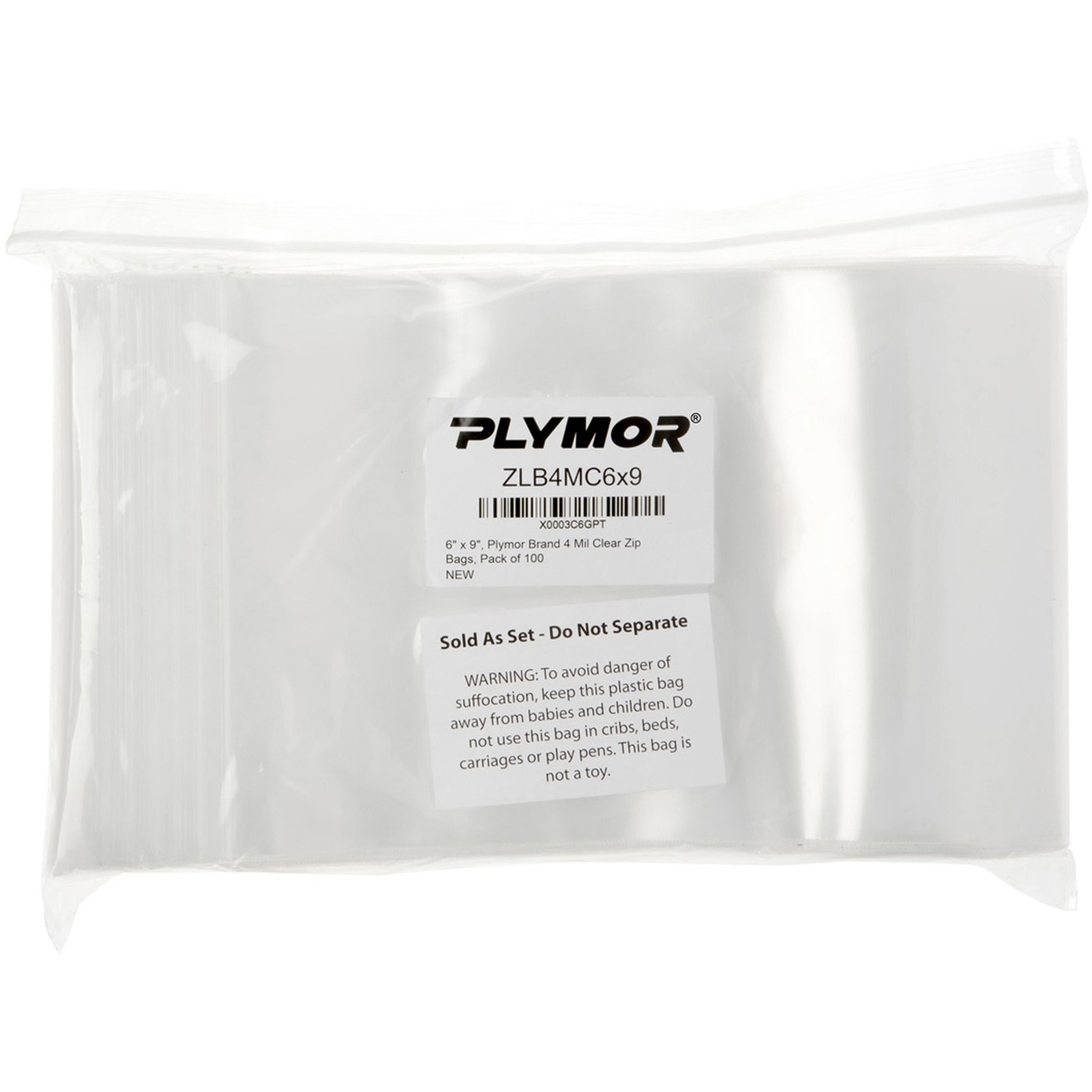 Plymor 6″ x 9″, 4 Mil Heavy Duty Zipper Reclosable Plastic Bags