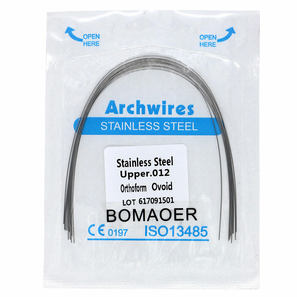 Orthodontic Arch Wires, Oval Form, Stainless Steel, 100 Pcs (10 Packs)
