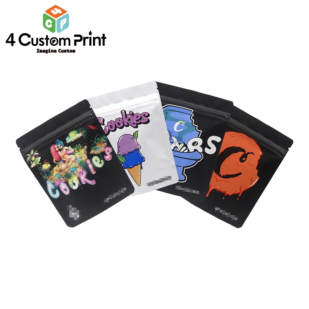 3.5g Odor Proof Foil Storage Mylar Bags 100pcs Food Safe Zip Seal Stand Up Pouch