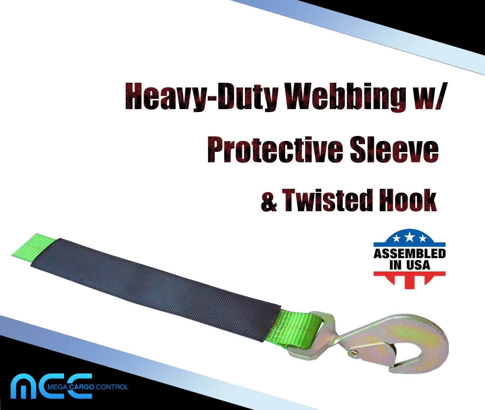 USA 2″ x 10′ Axle Strap Car Trailer Hauler Ratchet Tie Down Strap w/ Snap Hook