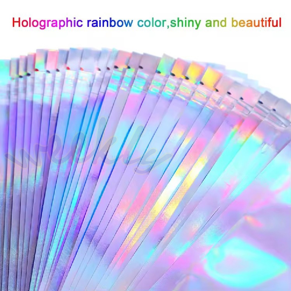 100 Holographic Mylar Foil Bags Smell Proof Resealable Clear Zip Lock Pouch Food