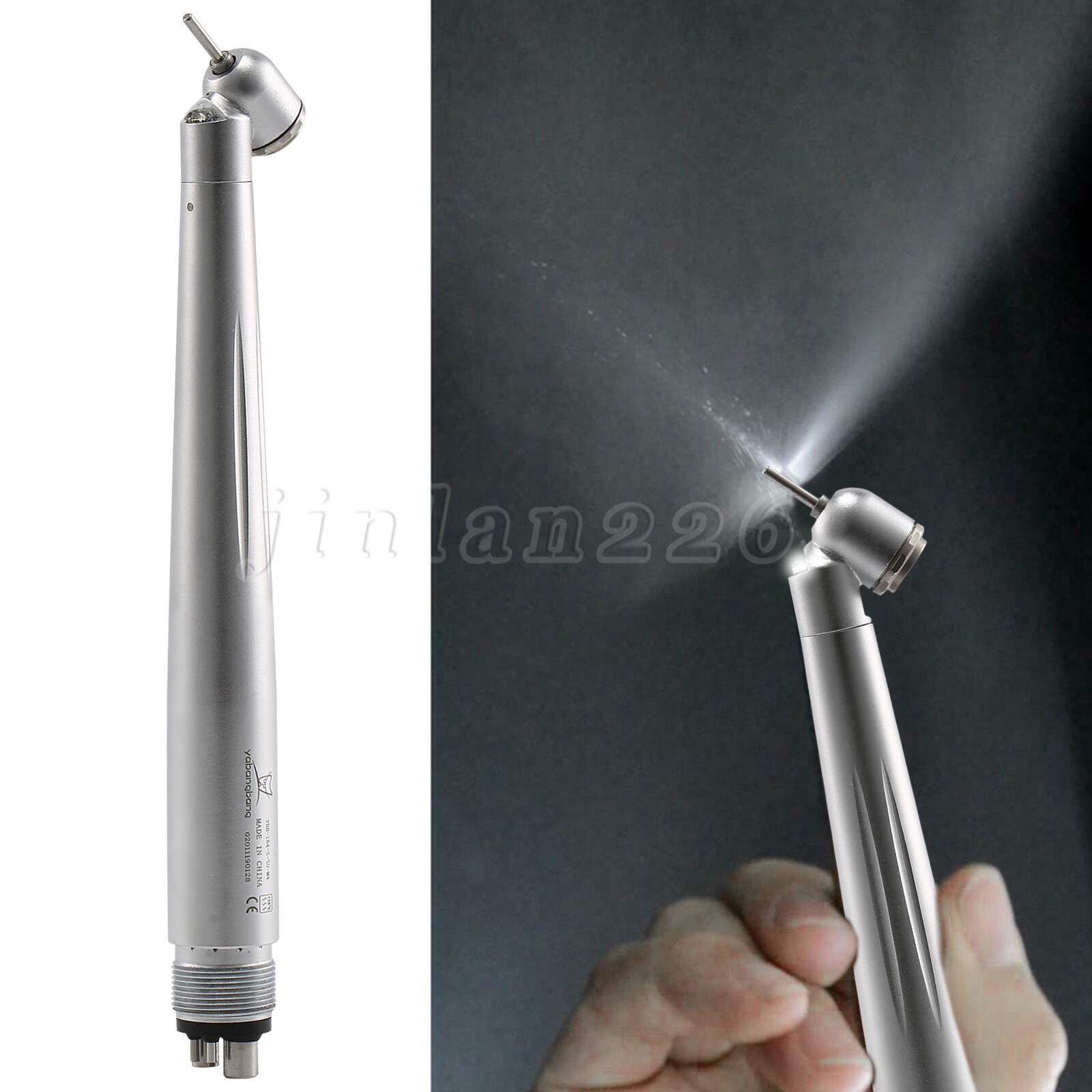 Dental 45° LED High Speed Handpiece 2/4Holes /White Stone/Silicone Polishing Bur