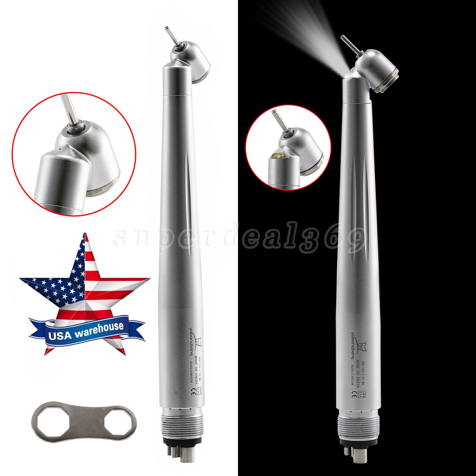 Dental 45 Degree Surgical High Speed Handpiece Push Button (LED) 4Hole Dr