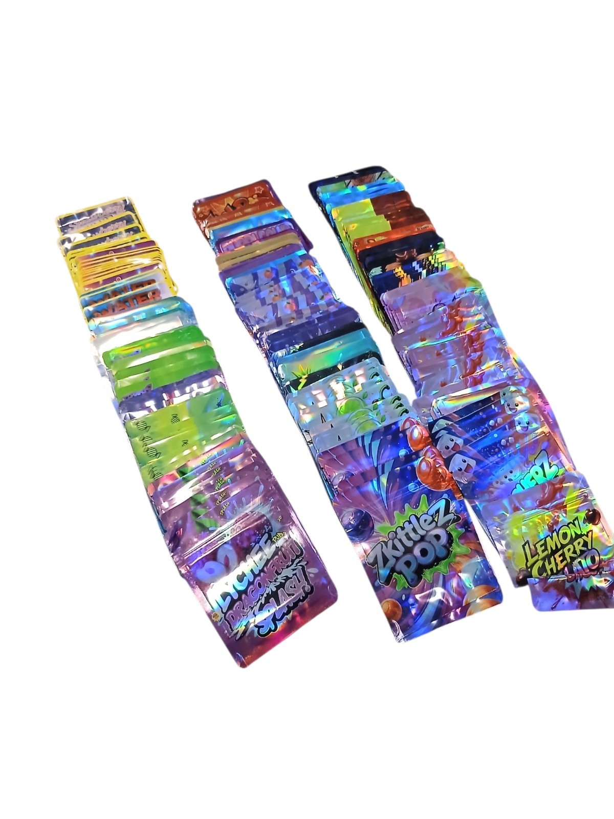 Pack of PREMIUM 350 pcs 3.5 Stand Up Pouches Empty Mylar Zip Lock 35 Designs