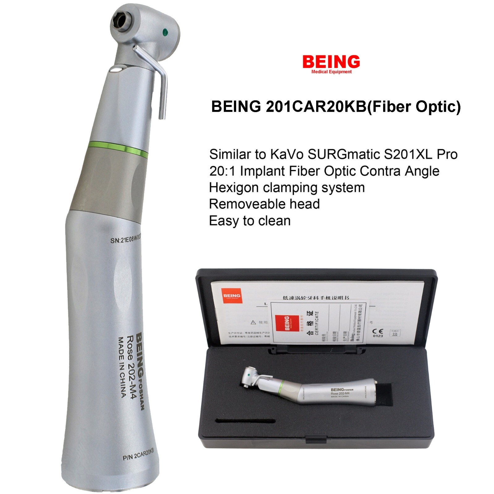 COXO Dental Implant Handpiece 20:1 32:1 Surgical Contra Angle Fiber LED NSK Kavo