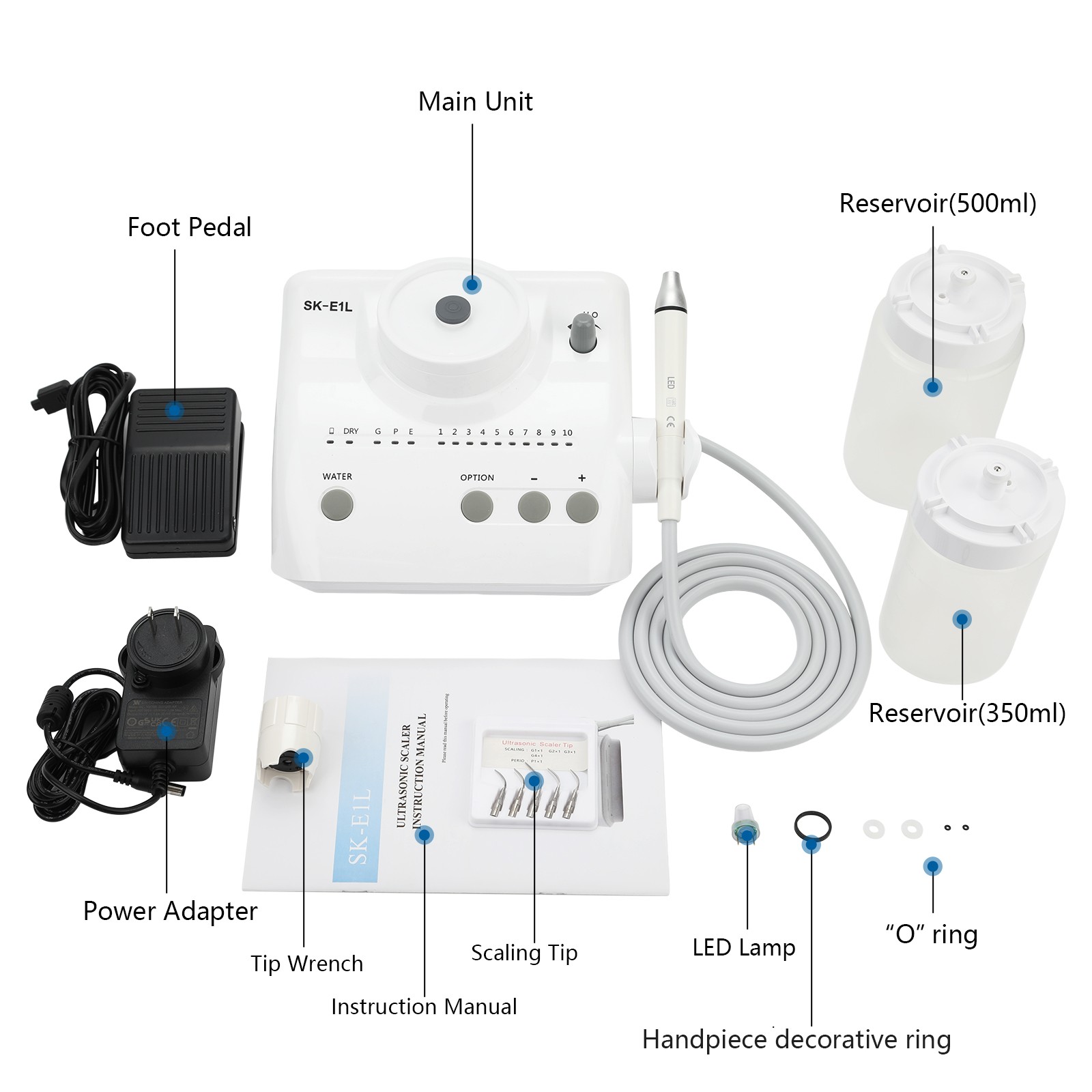 For EMS Dental Ultrasonic Piezo Scaler w/ LED Light Handpiece Auto Water Supply